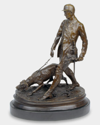 Hunter on the Hunt with a Hound Bronze Sculpture