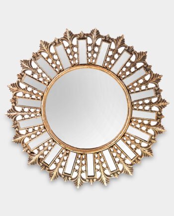 Round Mirror Sun Golden Frame