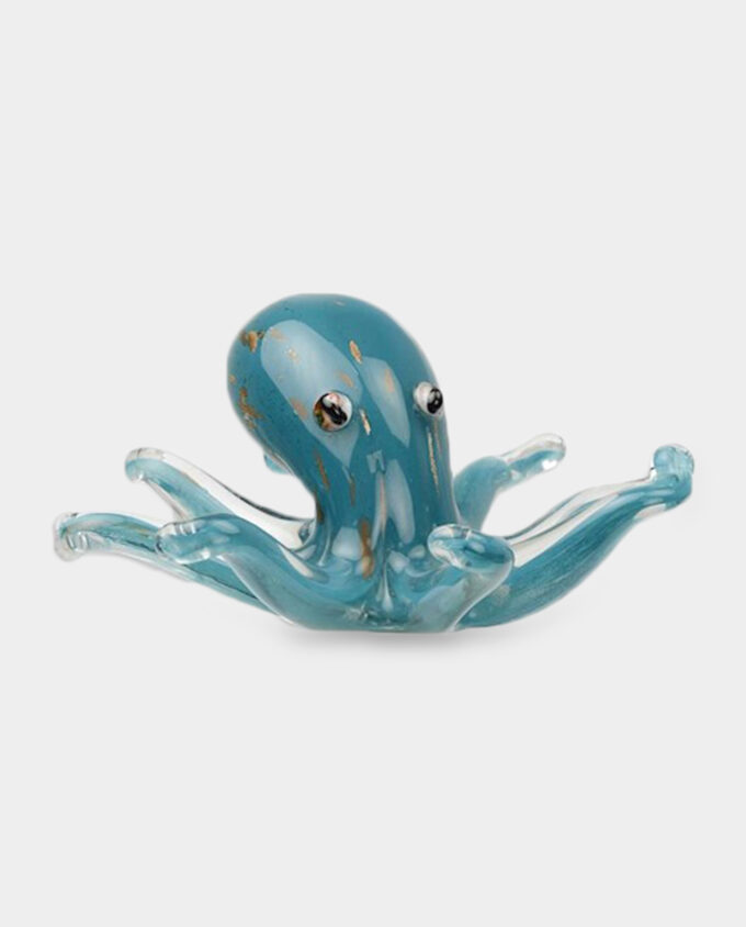 Glass Figure Murano Style Blue Octopus
