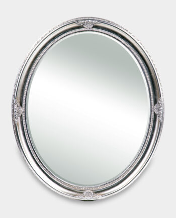 Decorative Oval Mirror Silver Frame