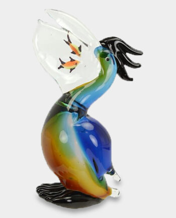 Glass Figure Murano Style Pelican with Fish in its Beak