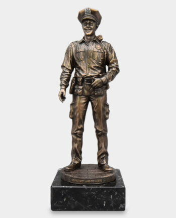 Police Officer Sculpture on a Stone Base with an Engraving Gift for a Policeman