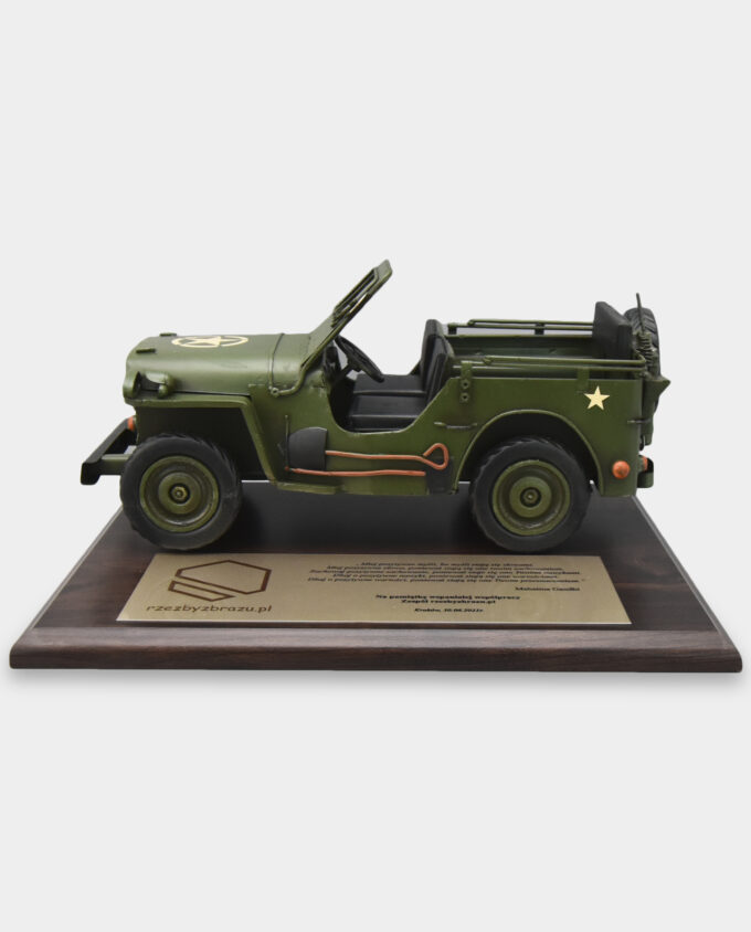 Military Jeep Metal Model with Board and Inscription Plate Gift for a Soldier