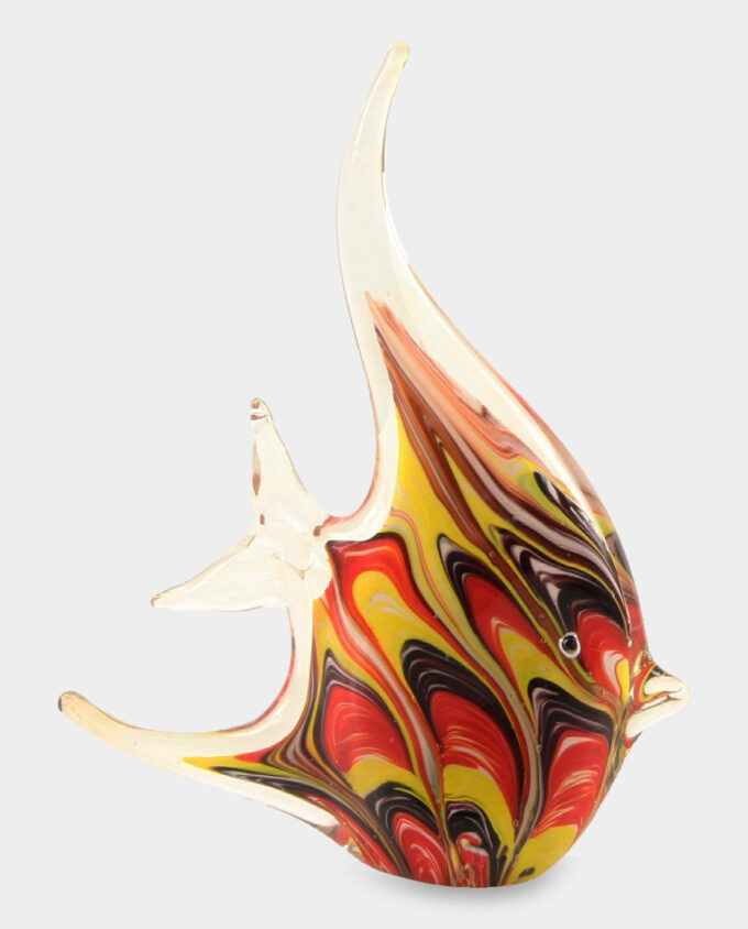 Glass Figure Murano Style Angelfish Red Yellow