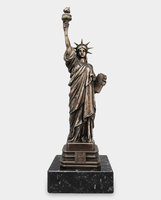 Figurine Statue of Liberty on a Stone Base with an Engraving Gift for a Patriot