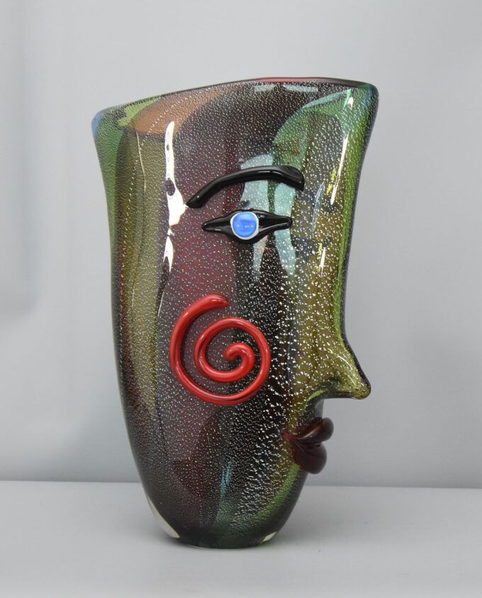 Murano Style Colorful Face Glass Vase