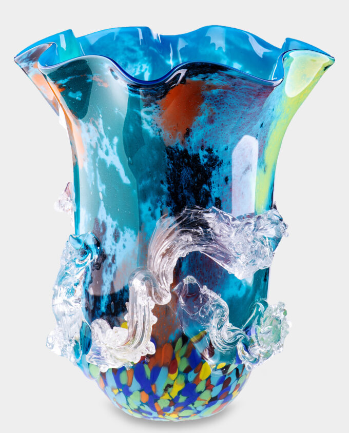 Glass Vase Murano Style Sea Wave