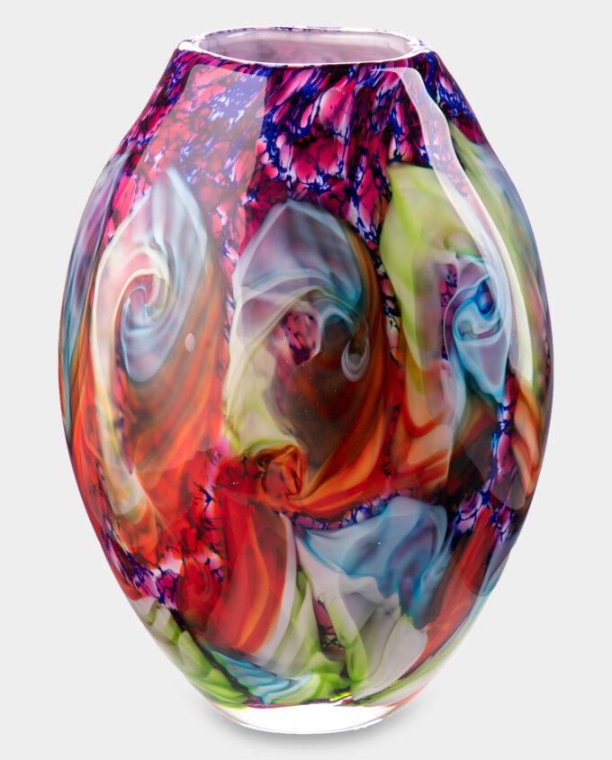 Glass Vase Murano Style Oval