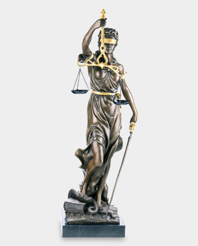 Themis Lady Justice Bronze Sculpture 75 cm Golden Patina