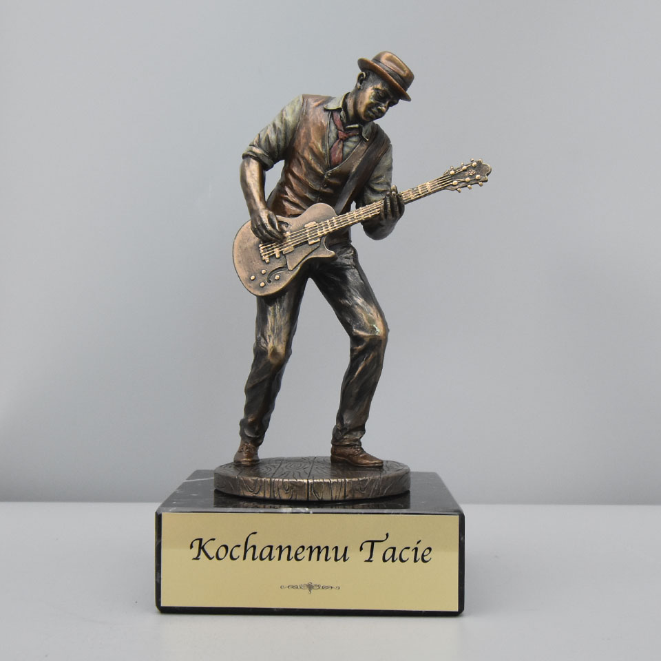Guitarist Statuette on the Base - Gift for a Musician with Dedication for Dear Dad
