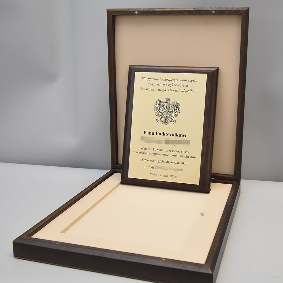 Elegant Engraved Diploma in a Wooden Case for a Colonel in Thanks for Common Service
