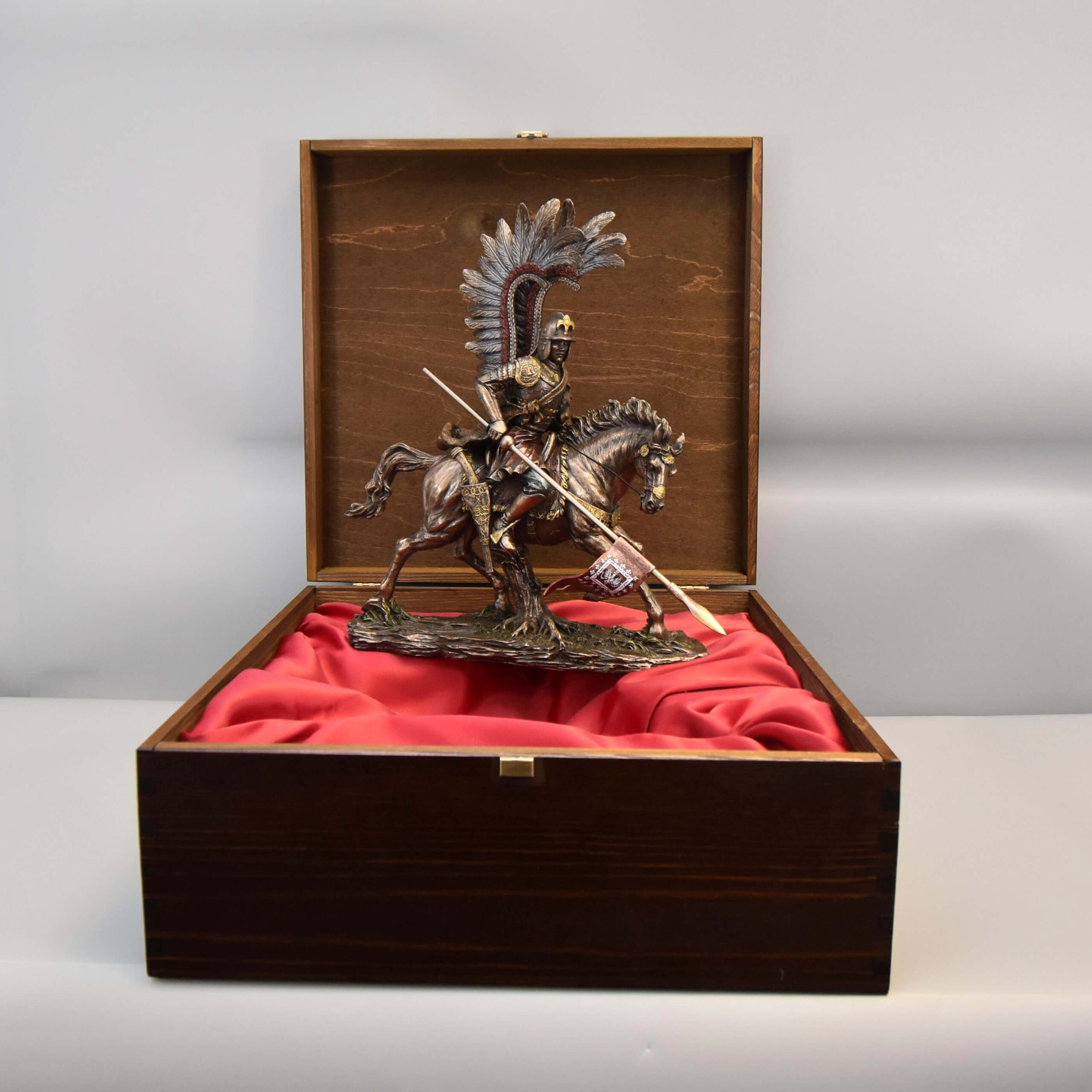 Gift in Gratitude for Service Polish Hussar on Horse in a Gift Box with Dedication