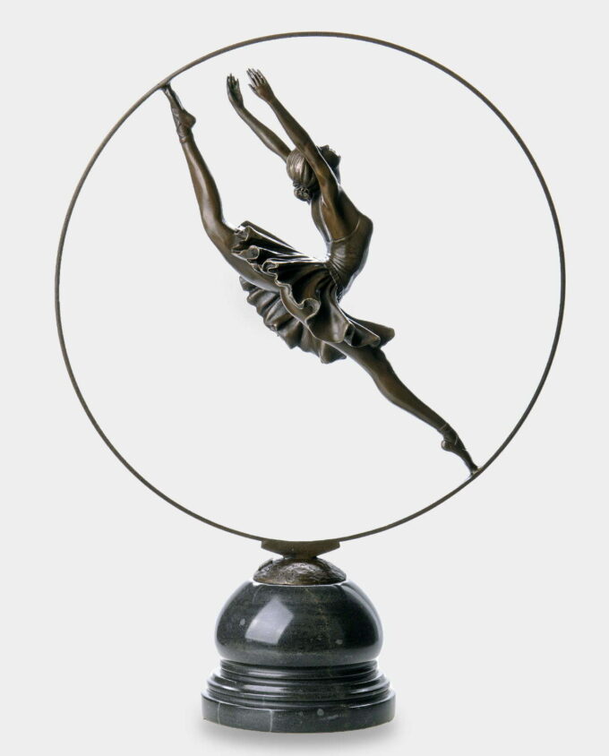 Dancing Ballerina in Hoop Bronze Sculpture