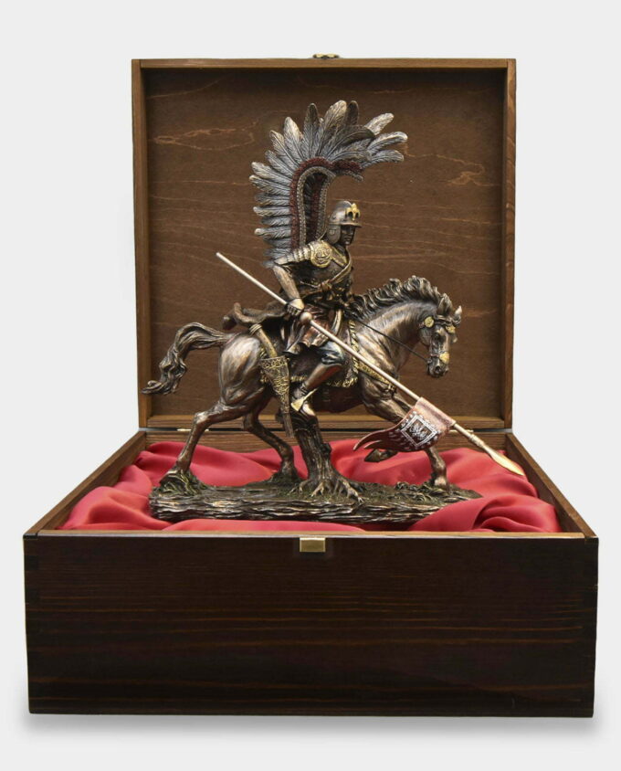 Polish Hussar on Horse in a Gift Box with Engraved Dedication