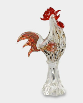 Glass Figure Murano Style White Rooster