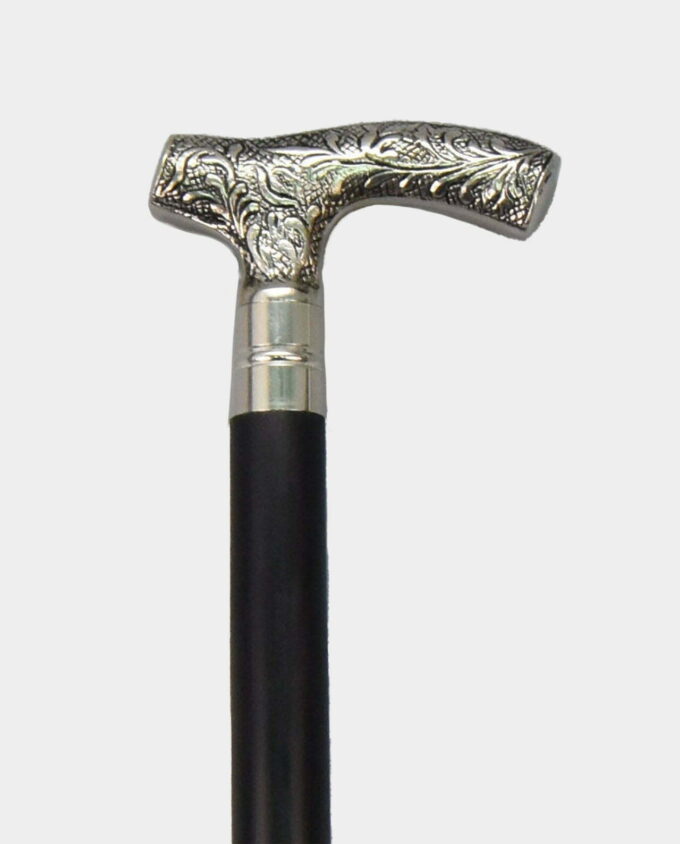 Aluminum Cane with Decorative Silver Handle