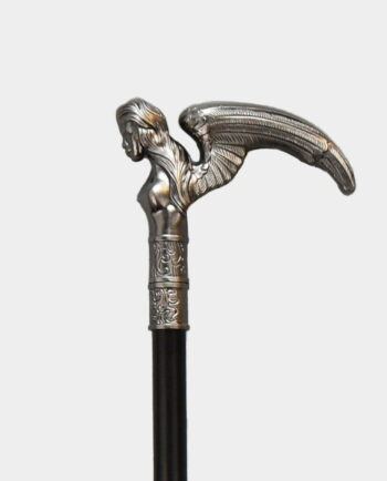 Wooden Cane with Angel Black