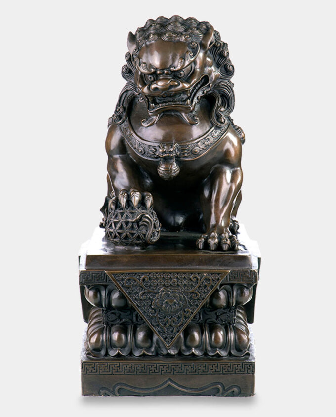 Chinese Lion Guardian Large Bronze Sculpture