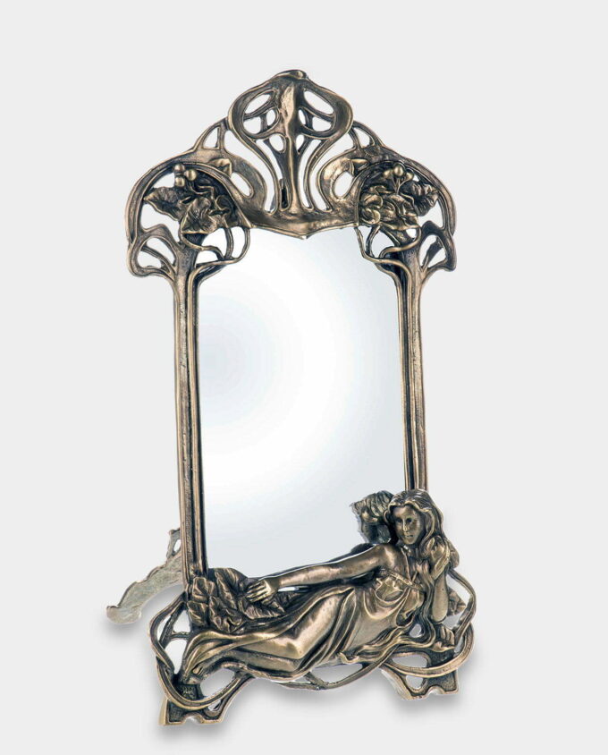 Decorative Mirror with Bronze Frame Lying Woman