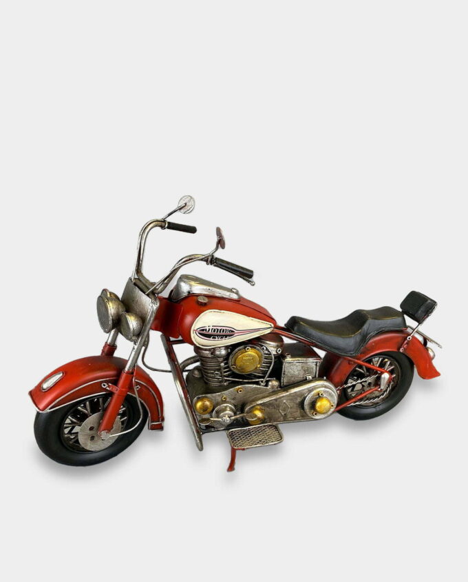 Red Motorcycle Chopper Metal Model