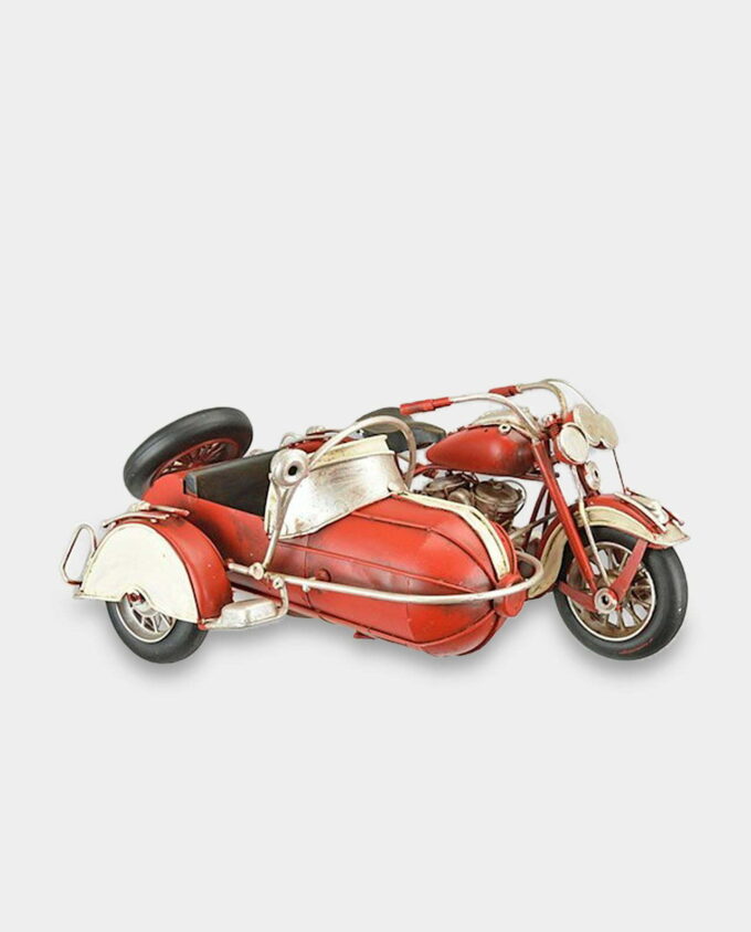 Motorcycle With Sidecar Metal Model Red