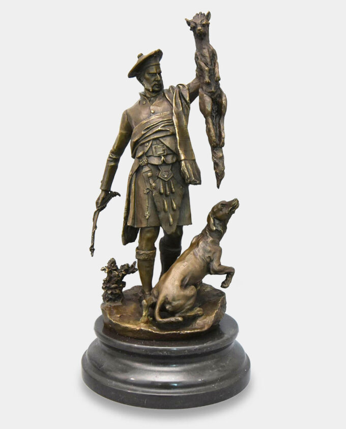 Huntsman with a Dog on the Hunt Bronze Sculpture