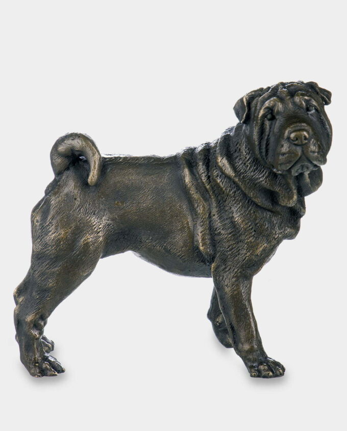 Standing Shar Pei Dog Bronze Sculpture