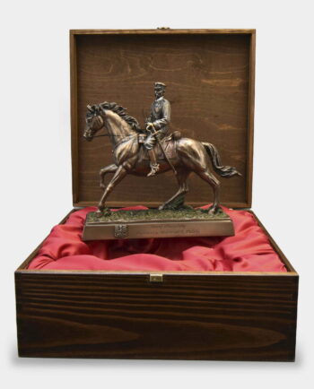Jozef Pilsudski on Horse in a Gift Box with Engraved Dedication