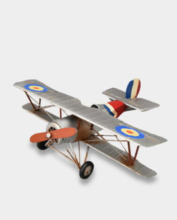 Gray Biplane with Orange Propeller Metal Model
