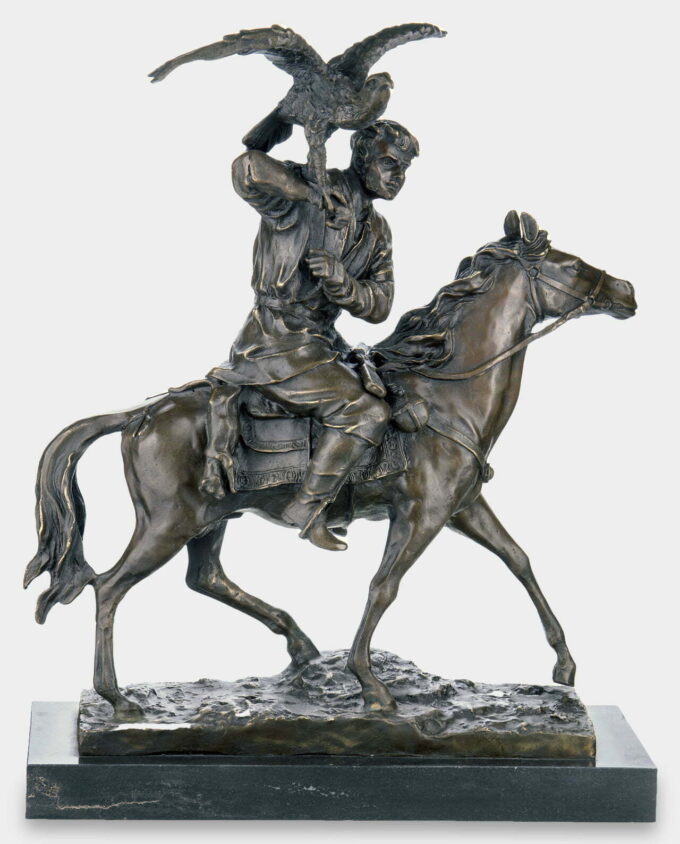 Falconer on Horse Hunting Bronze Sculpture