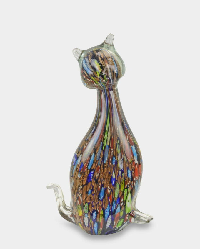 Glass Figure Murano Style Colorful Cat