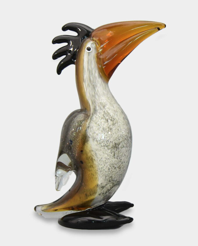 Glass Figure Murano Style White Pelican