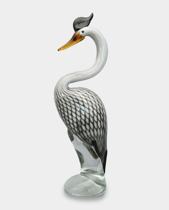 Glass Figure Murano Style Gray Heron