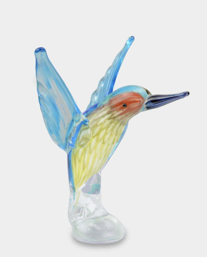 Glass Figure Murano Style Blue Hummingbird