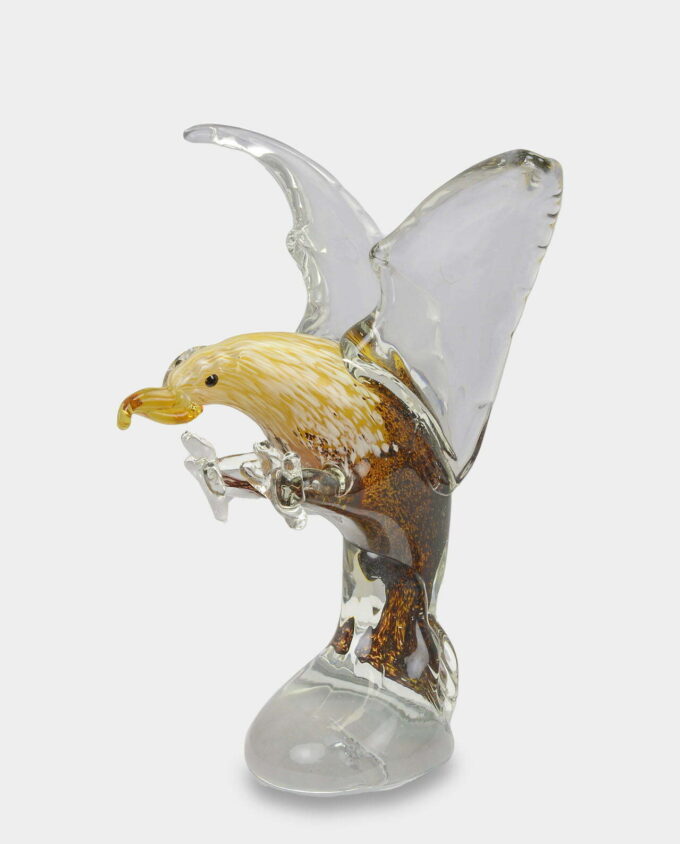 Glass Figure Murano Style Eagle Soaring Into Flight