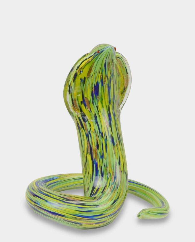 Glass Figure Murano Style Green Cobra