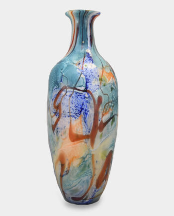 Multicolored Glass Vase Murano Style with Tapered Neck