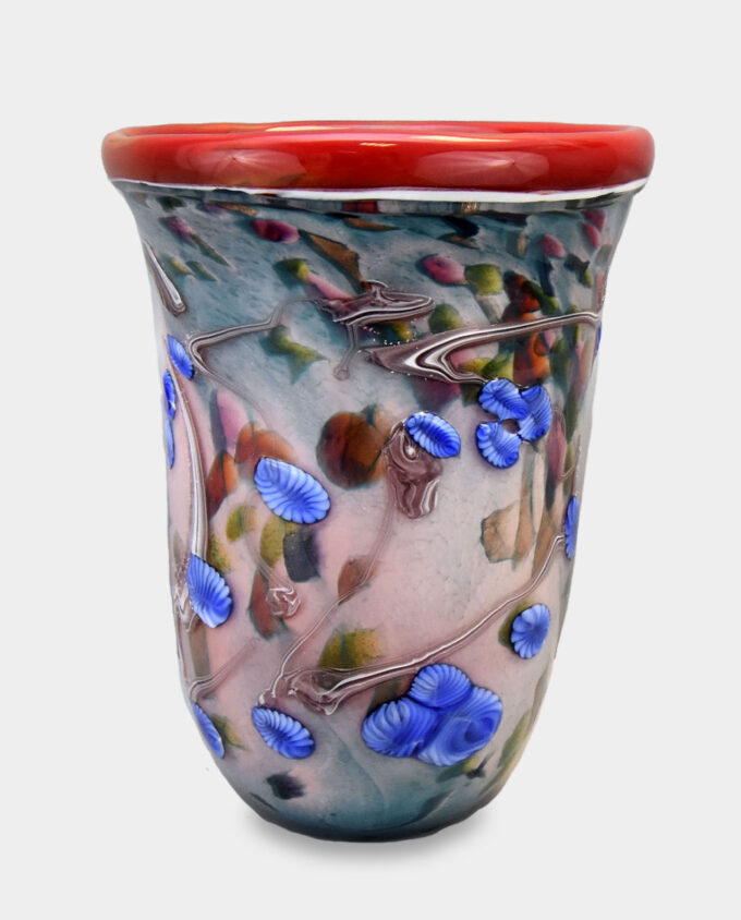 Glass Vase Murano Style with Red Interior