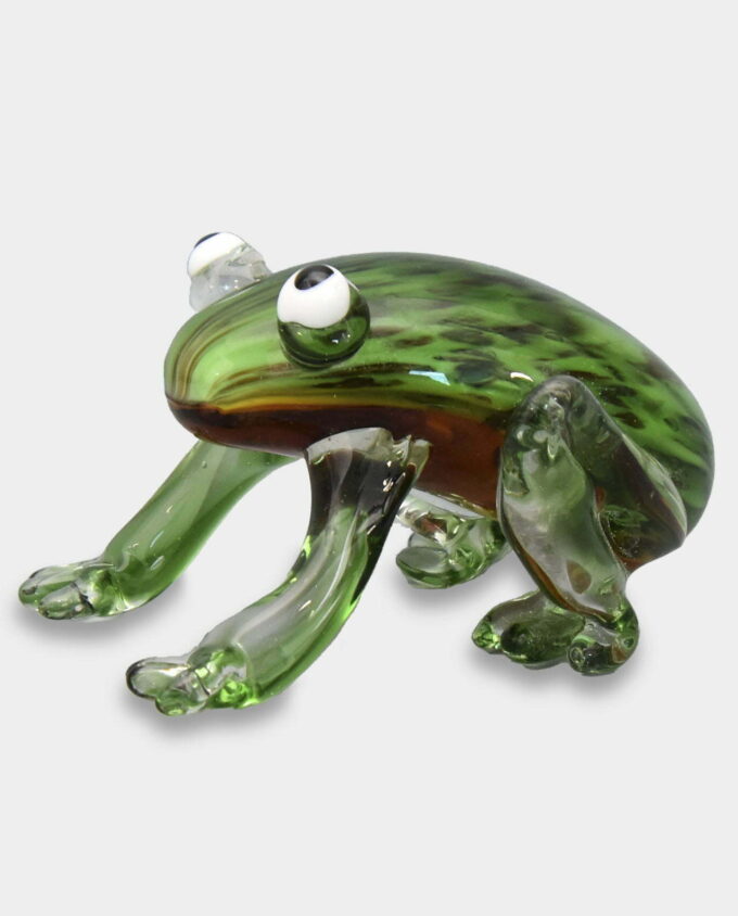 Murano Style Glass Figure Frog Preparing to Jump