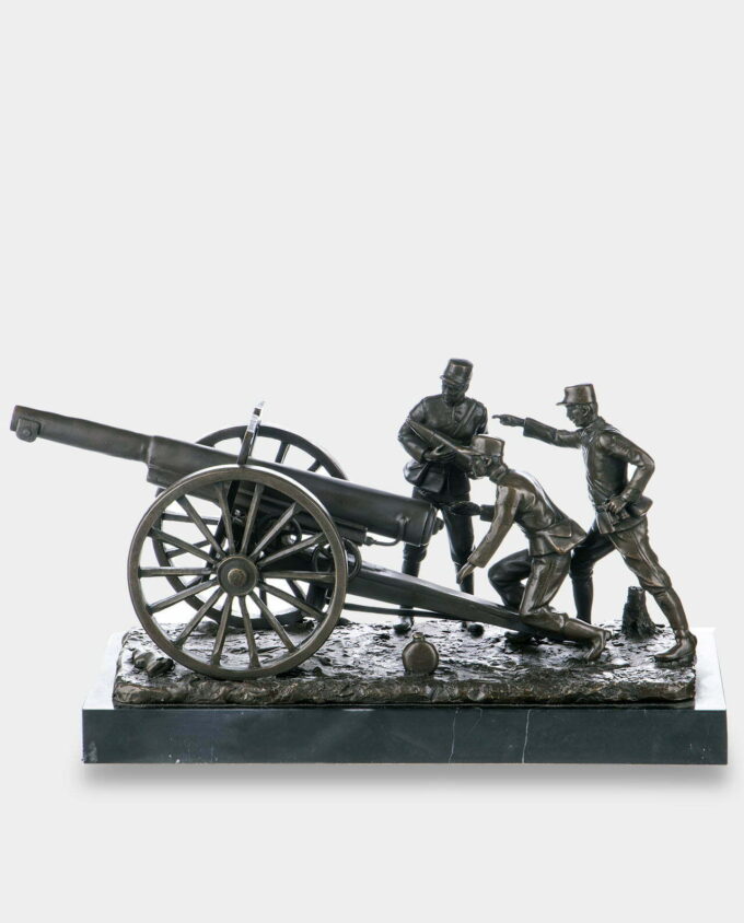 Soldiers and Cannon Bronze Sculpture