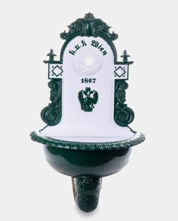 Garden Fountain Wall Spout With Brass Tap Green and White with Decor