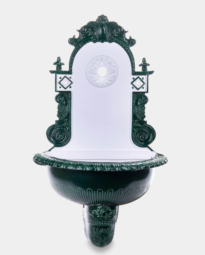 Garden Fountain Wall Spout With Brass Tap Green and White