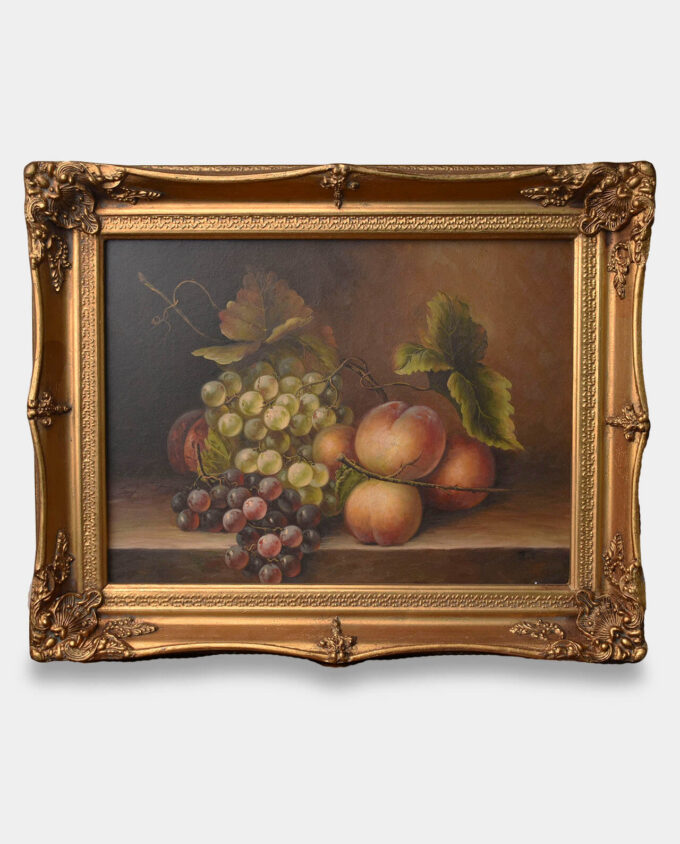 Oil Painting Still Life Grapes and Peaches