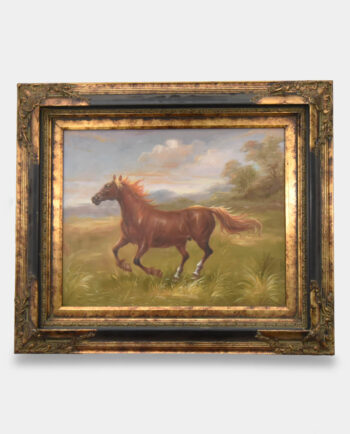 Oil Painting Horse Galloping on the Grassland