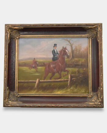 Black and Gold Framed Oil Painting Equestrian On a Horse