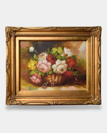 Oil Painting Still Life Elegant Bouquet Display