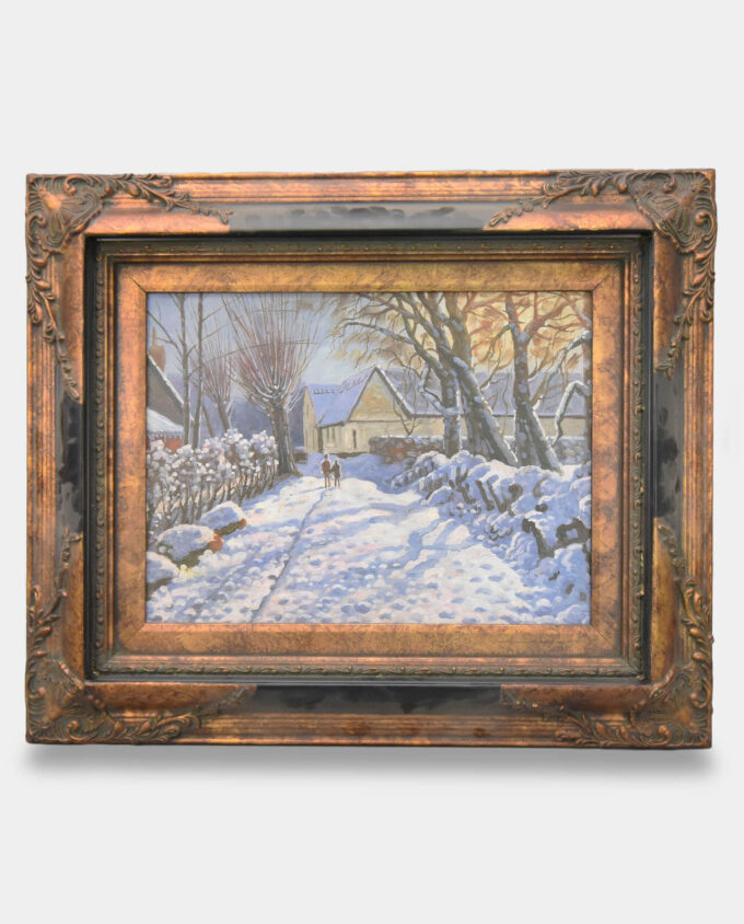 Oil Painting Frosty Woodland Dwelling