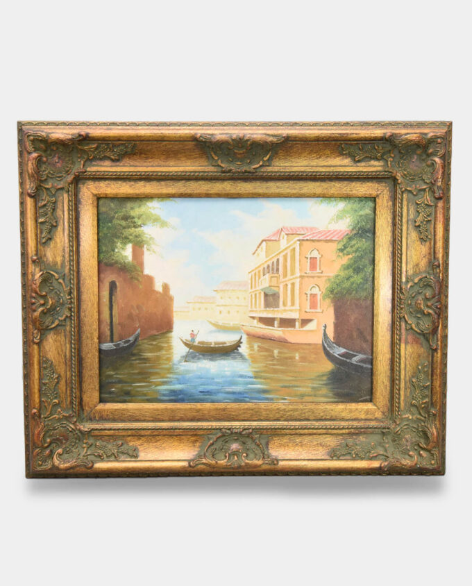 Oil Painting in Gold Frame Masterpiece Venetian Gondolier