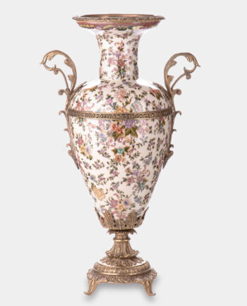 Bronze mounted Porcelain Vase on Base with Wild Flowers
