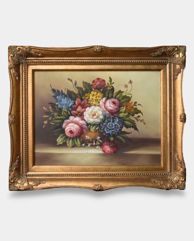 Oil Painting Still Life Colorful Flower Bouquet